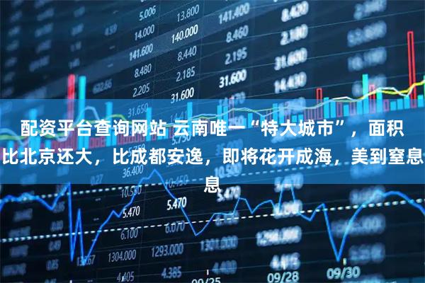 配资平台查询网站 云南唯一“特大城市”，面积比北京还大，比成都安逸，即将花开成海，美到窒息